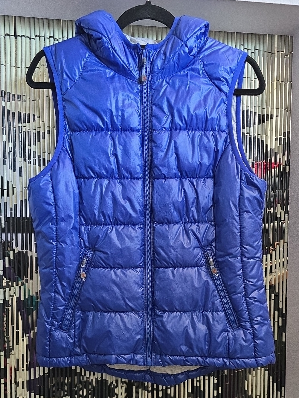 Tangerine Royal Blue Hooded Quilted Puffer Vest Size Large